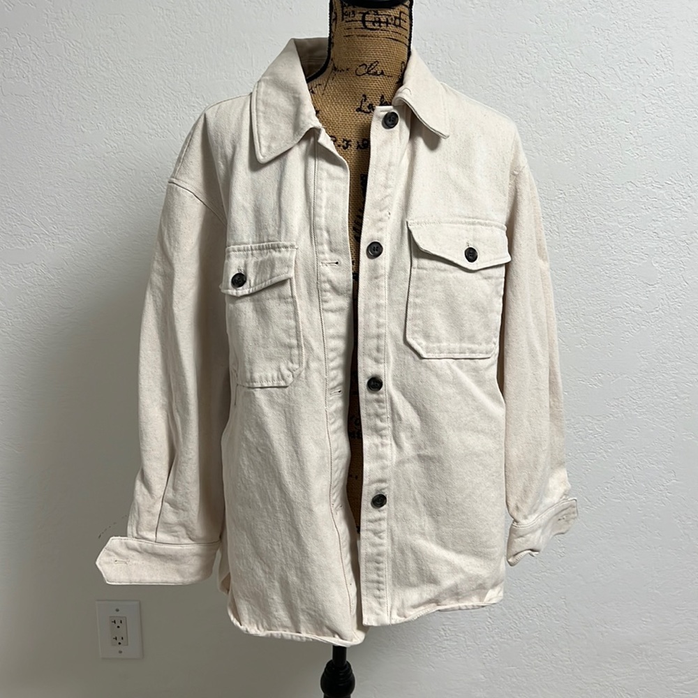 Oversized button up - thick Jean material